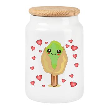 GLACE À LA PISTACHE - Boîte à biscuits avec couvercle en bois - blanc - Devant