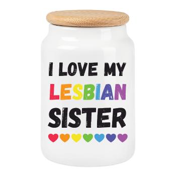 Mois de la fierté LGBTQ - J’aime ma sœur lesbienne - Boîte à biscuits avec couvercle en bois - blanc - Devant