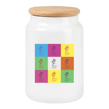 Microphone design - Cookie Jar with Wooden Lid - white - Front
