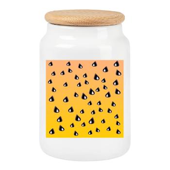 Motif de pastèque jaune LÉGUMES MANGEANT DES GRAINES - Boîte à biscuits avec couvercle en bois - blanc - Devant