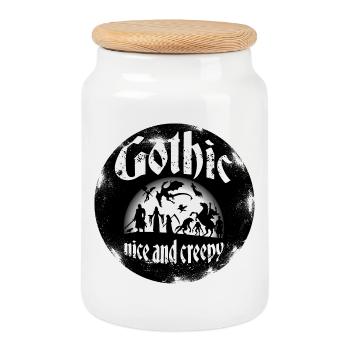 Turn monsters and ghosts into friends. - Cookie Jar with Wooden Lid - white - Front