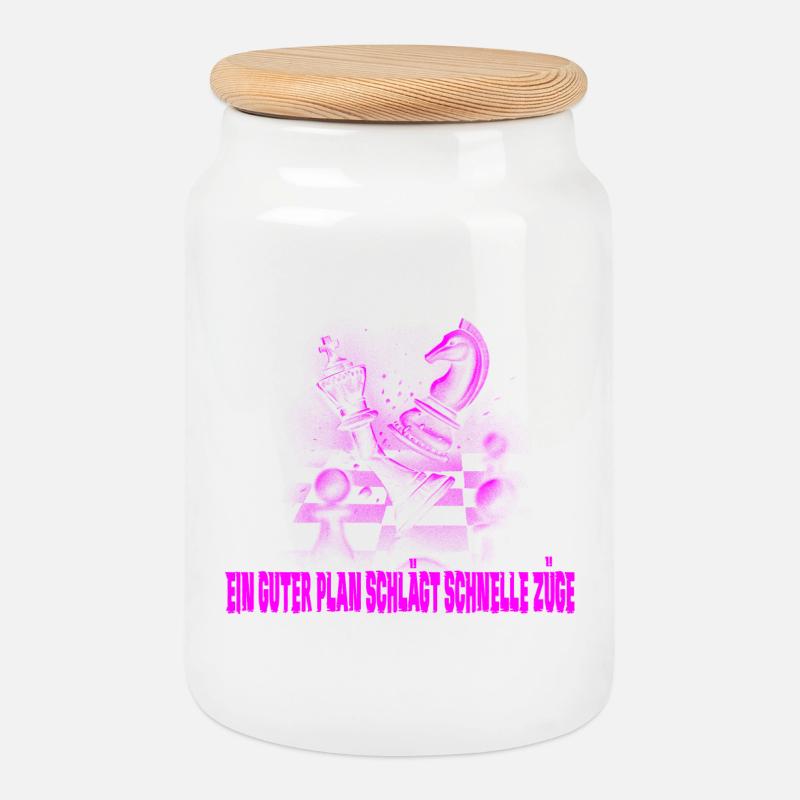 Schach Design - Keksdose mit Holzdeckel - Weiß