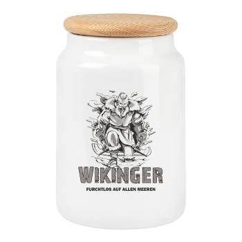 Wikinger Design - Keksdose mit Holzdeckel - Weiß - Vorne