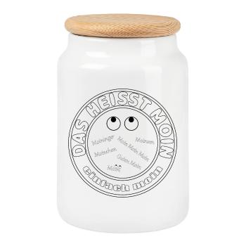 einfach moin - Keksdose mit Holzdeckel - Weiß - Vorne