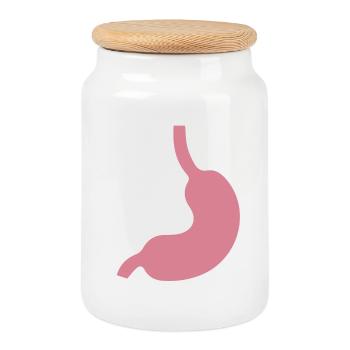 Magen Stomach Icon - Keksdose mit Holzdeckel - Weiß - Vorne