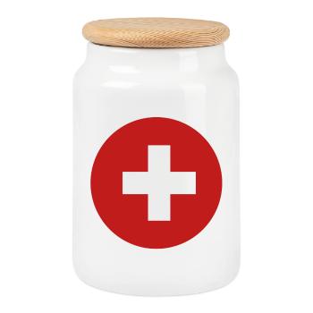 Pharmacy Health Emergency Doctor Practice - Cookie Jar with Wooden Lid - white - Front