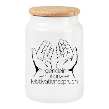 Motivation - Keksdose mit Holzdeckel - Weiß - Vorne