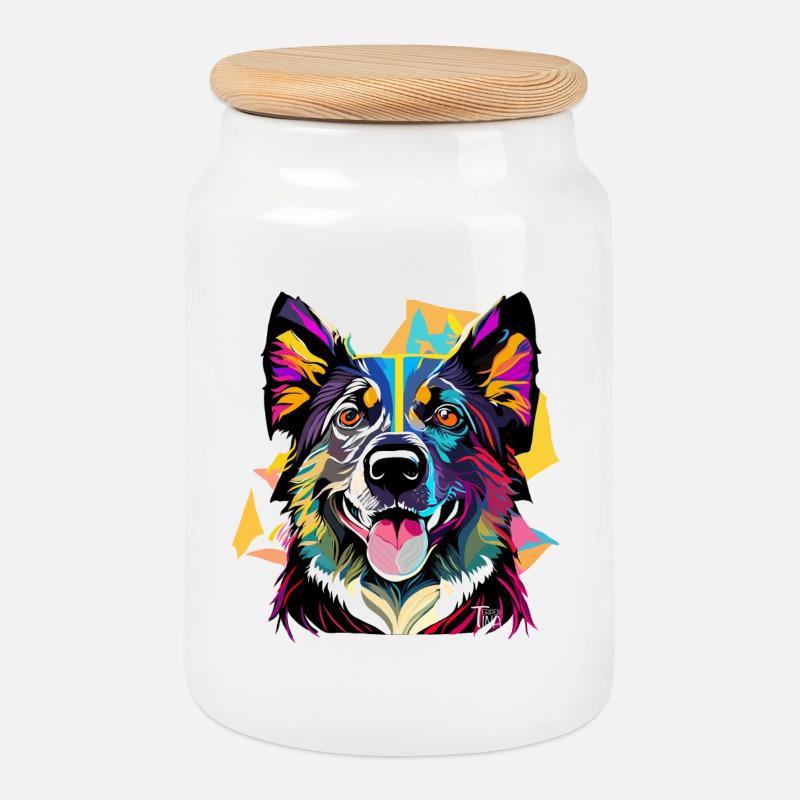 Schäferhund - Keksdose mit Holzdeckel - Weiß