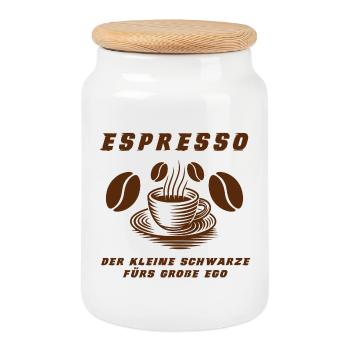 Espresso Design - Keksdose mit Holzdeckel - Weiß - Vorne
