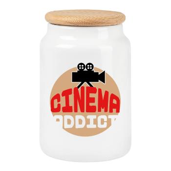 Cinématographie, Déclaration, Films, Théâtre, Série de soirées cinéma - Boîte à biscuits avec couvercle en bois - blanc - Devant