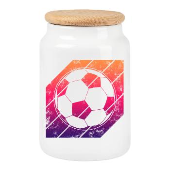 Football - Boîte à biscuits avec couvercle en bois - blanc - Devant