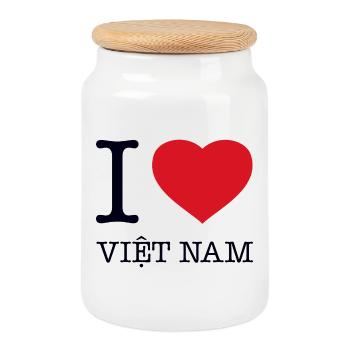 J’AIME LE VIETNAM - Boîte à biscuits avec couvercle en bois - blanc - Devant