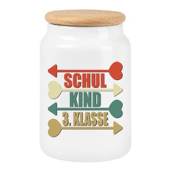 3. Klasse Grundschule RETRO SCHULKIND - Keksdose mit Holzdeckel - Weiß - Vorne