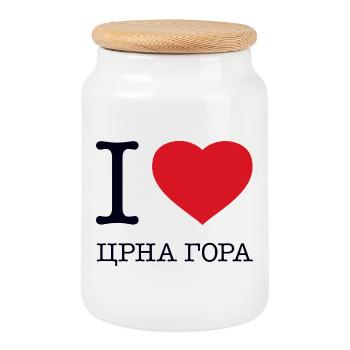 I LOVE MONTENEGRO - Cookie Jar with Wooden Lid - white - Front