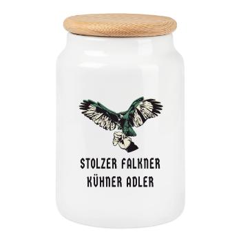 Falknerei Adler Design - Keksdose mit Holzdeckel - Weiß - Vorne