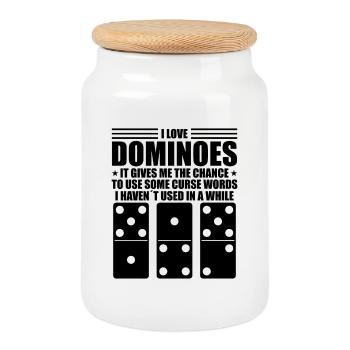 Conception de domino - Boîte à biscuits avec couvercle en bois - blanc - Devant