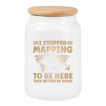 Conception cartographique - Boîte à biscuits avec couvercle en bois - blanc - Devant