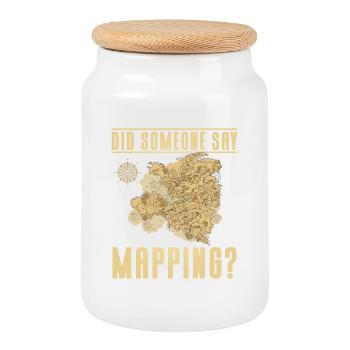Conception cartographique - Boîte à biscuits avec couvercle en bois - blanc - Devant
