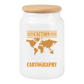Conception cartographique - Boîte à biscuits avec couvercle en bois - blanc - Devant