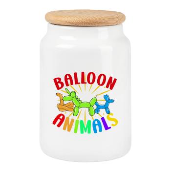 Ballon Twisting Design - Keksdose mit Holzdeckel - Weiß - Vorne