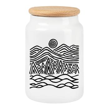 Strange black landscape - Cookie Jar with Wooden Lid - white - Front