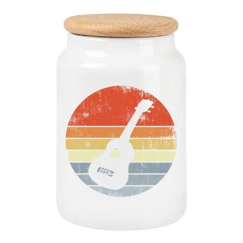 Vintage Ukulele Skizze - Keksdose mit Holzdeckel - Weiß - Vorne