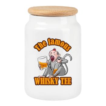 The Famous Whisky Tee – Aper'Monkey Edition - Cookie Jar with Wooden Lid - white - Front