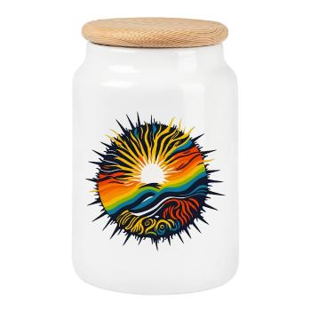 positive Energie - Keksdose mit Holzdeckel - Weiß - Vorne
