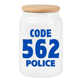 police, I am a policeman, gendarme - Cookie Jar with Wooden Lid - white - Front