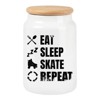 Roller skating routine - Cookie Jar with Wooden Lid - white - Front