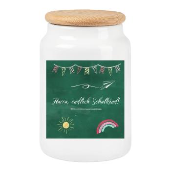 Hurra, endlich Schulkind! - Keksdose mit Holzdeckel - Weiß - Vorne