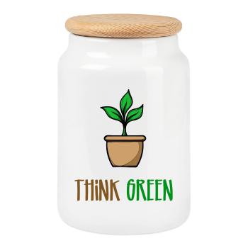 Tree Environment Statement Sustainability Earth Nature - Cookie Jar with Wooden Lid - white - Front