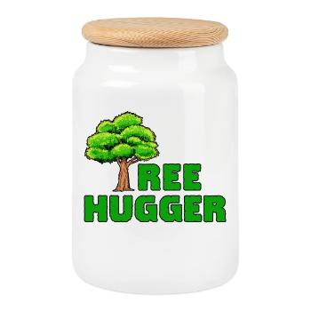Earth Tree Statement Sustainability Environment Nature - Cookie Jar with Wooden Lid - white - Front
