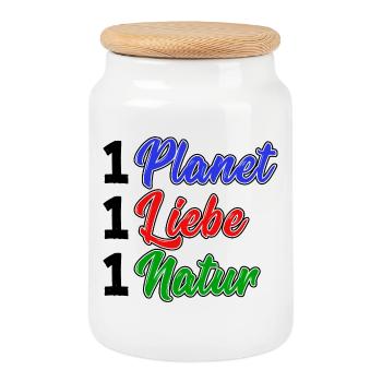 Planet Umwelt Natur Erde Umweltfreundlich Spruch - Keksdose mit Holzdeckel - Weiß - Vorne