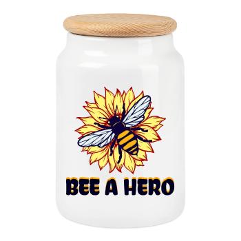 Bee Animal Welfare Species Conservation Environment Earth Statement - Cookie Jar with Wooden Lid - white - Front