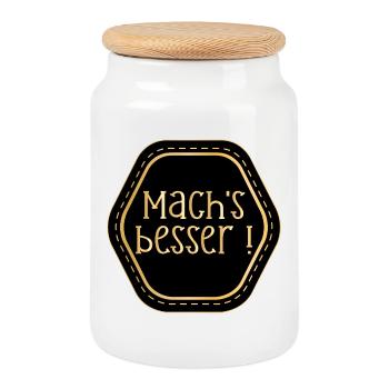 LOBEN KOMPLIMENTE - MACHE ES BESSER - Keksdose mit Holzdeckel - Weiß - Vorne