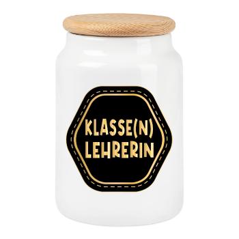 Klasse Lehrerin - Klassenlehrerin LEHRAMT - Keksdose mit Holzdeckel - Weiß - Vorne