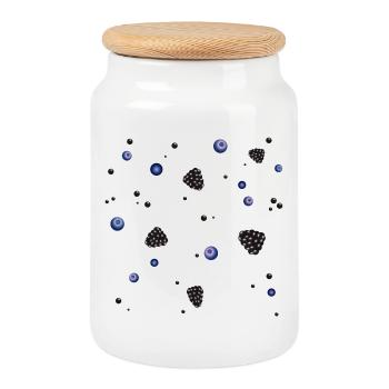 leuchtende Heidelbeeren & Brombeeren als Potpourri - Keksdose mit Holzdeckel - Weiß - Vorne