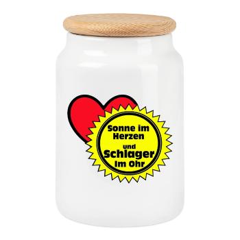 Schlager Party , Schlager Musik , Sonne im Herzen - Keksdose mit Holzdeckel - Weiß - Vorne