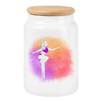 Pole Dance Neon Sunset - Keksdose mit Holzdeckel - Weiß - Vorne