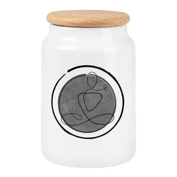 Yoga Zen Line Art Méditation Minimale - Boîte à biscuits avec couvercle en bois - blanc - Devant
