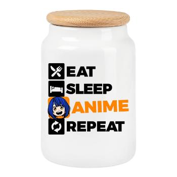 Anime Déclaration japonaise Dessin animé Manga Comic - Boîte à biscuits avec couvercle en bois - blanc - Devant