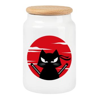 Katze Mangastyle Anime Manga Japanisch Animation - Keksdose mit Holzdeckel - Weiß - Vorne