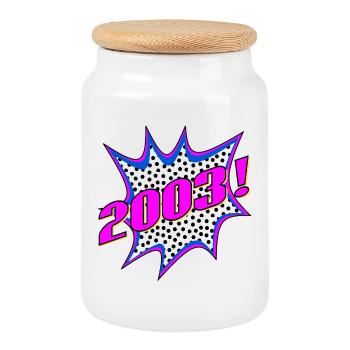 LETTERING 2003 POPART - Cookie Jar with Wooden Lid - white - Front