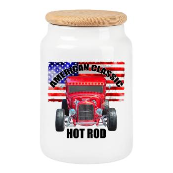 American Classic Hot Rod R6Z - Cookie Jar with Wooden Lid - white - Front