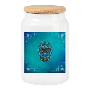 Super masque cyberpunk - Boîte à biscuits avec couvercle en bois - blanc - Devant