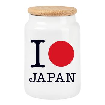 J’AIME LE JAPON - Boîte à biscuits avec couvercle en bois - blanc - Devant