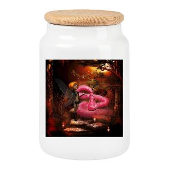 Fairy in the light of the moon - Cookie Jar with Wooden Lid - white - Front