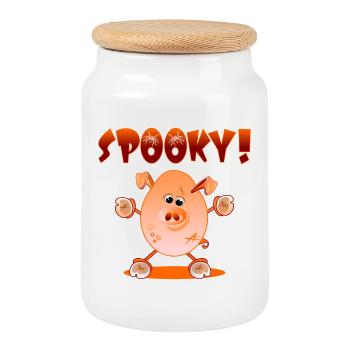 HORREUR D’HALLOWEEN | DÉGUISEMENT DE COCHON POUR ENFANTS - Boîte à biscuits avec couvercle en bois - blanc - Devant