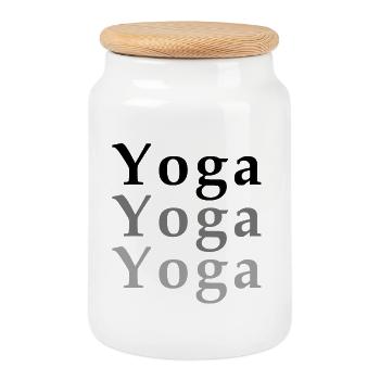 Yoga - Cookie Jar with Wooden Lid - white - Front